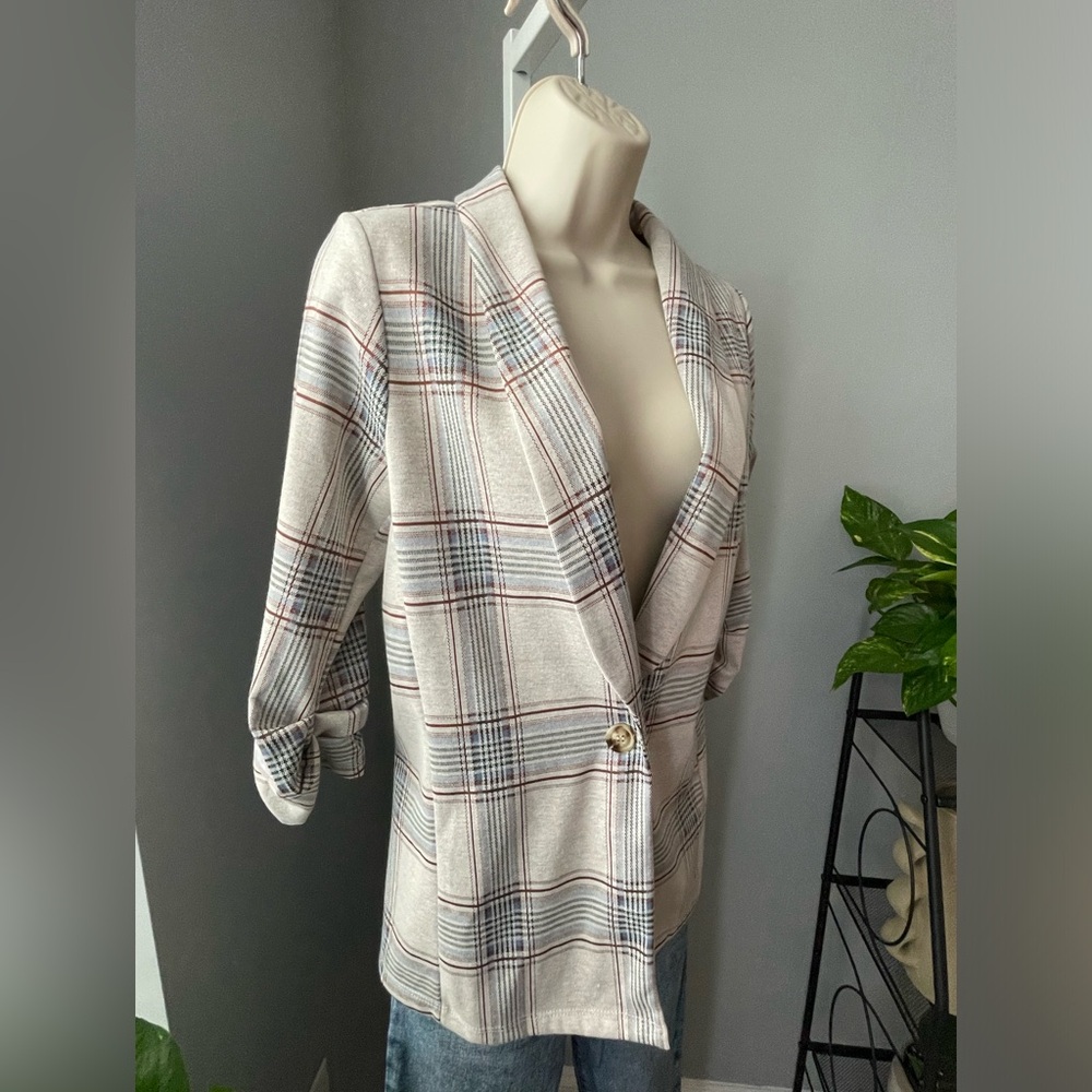 Plaid, Fitted Cotton Blazer